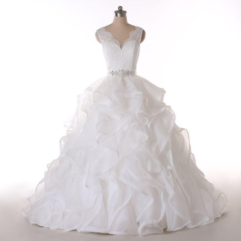 Aoliweiya Design V Neck Princess Real Picture Wedding Dress