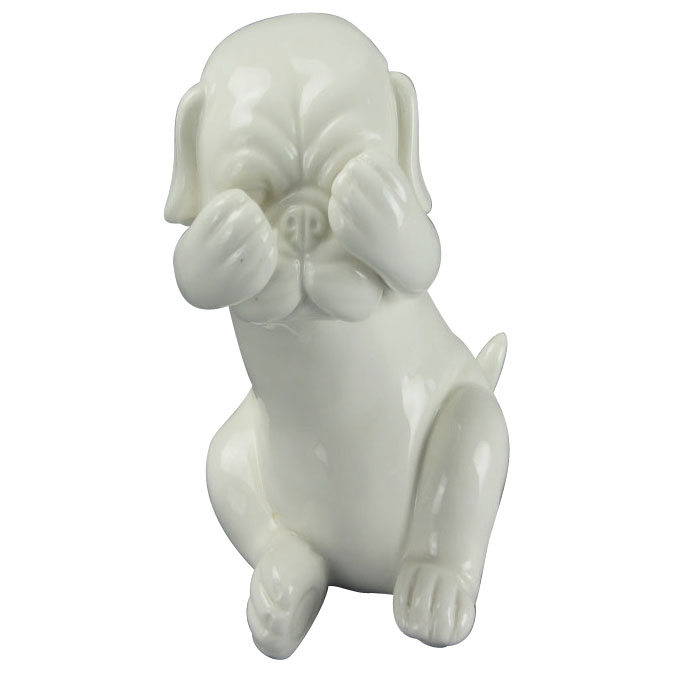 Animal Shaped Ceramic Craft, Lovely Dog with White Glaze