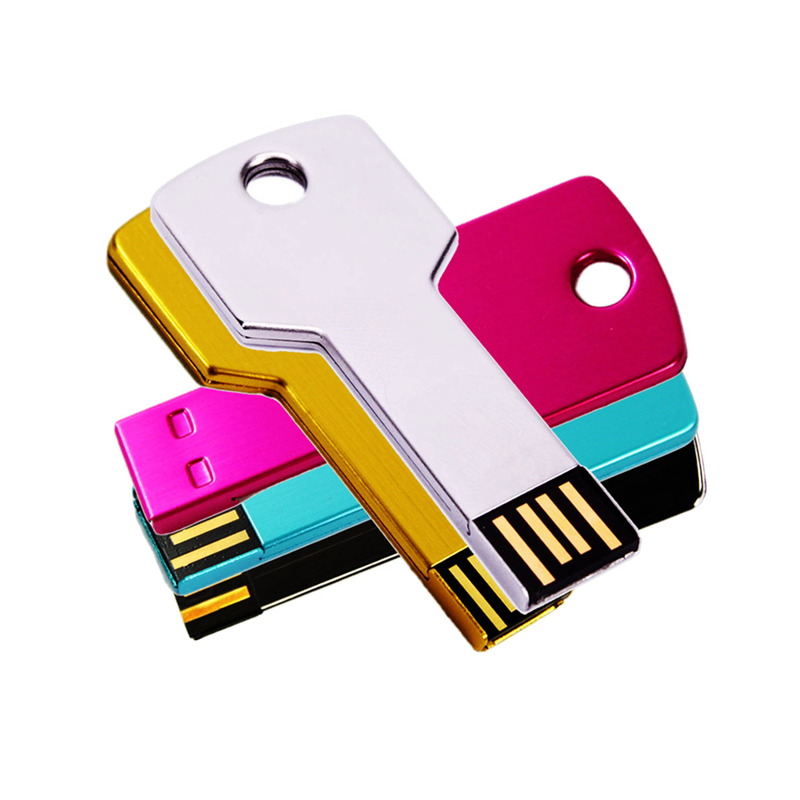 Colorful Key Shape Metal Pen Drive with Free OEM Service