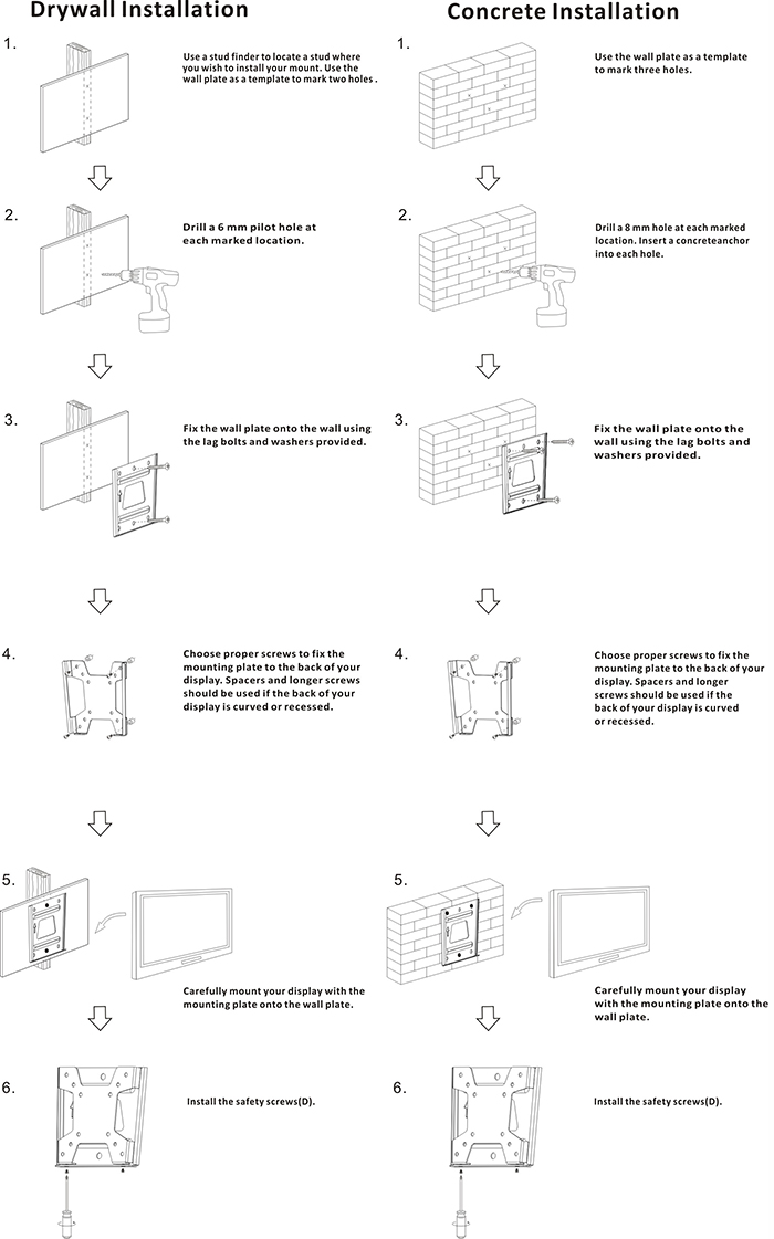 Custom Wholesale Black Modern Style TV Wall Bracket