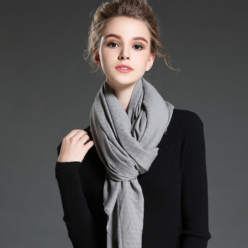 Women in Winter to Keep Warm Plain Grey Polyester Scarf Shawl