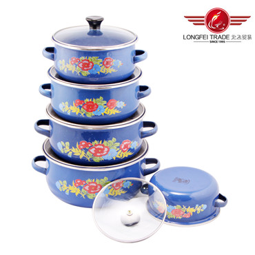 5PCS Enamel Casserole Pot with Decal