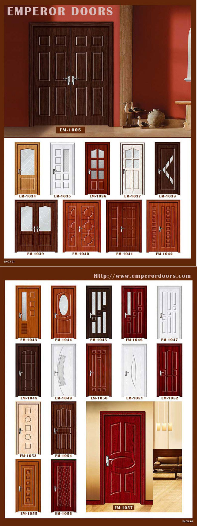 WPC Door, Interior Wood Door, Plastic Profile, PVC Film, Window