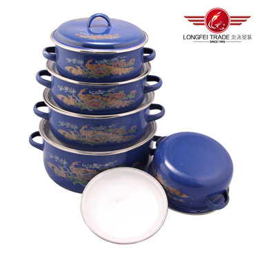 5PCS Enamel Pot Size 16-24cm Enamel Cookware Pot