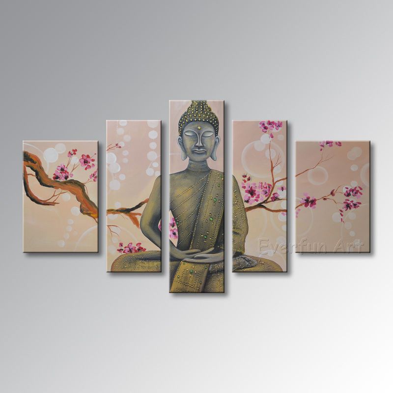 Hand Painted Buddha Oil Painting Abstract Wall Art on Canvas