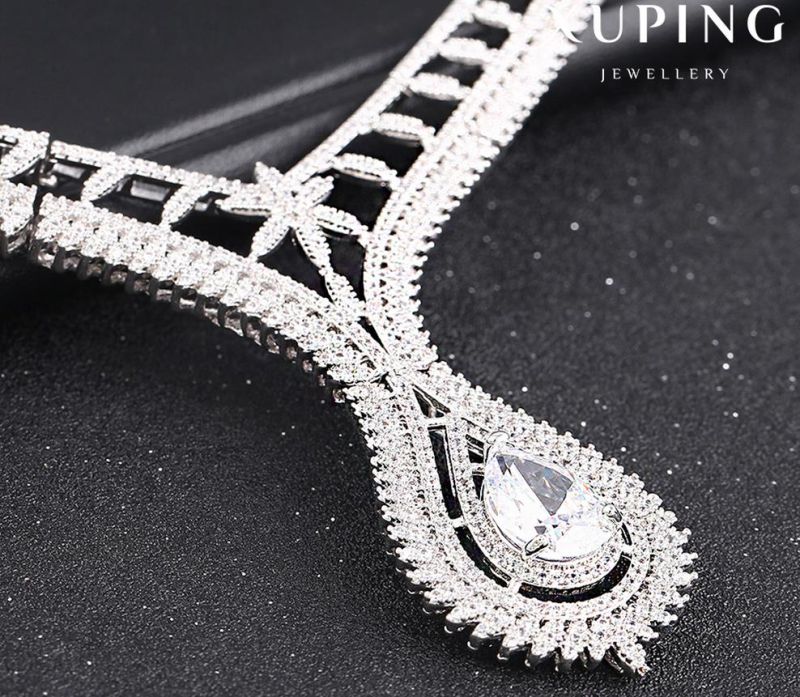 S-43 Fashion Luxury Big CZ Diamond Rhodium Royal Imitation Jewelry Set for Wedding Party