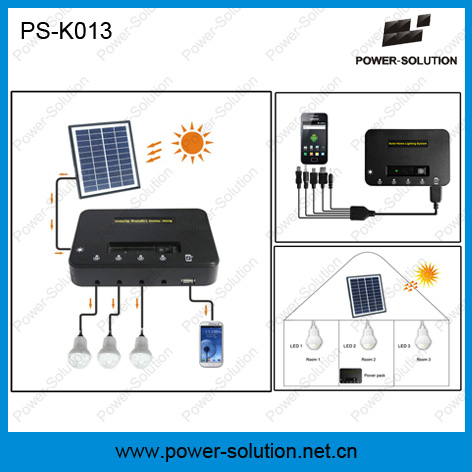 Portable Mini Project Solar Power Lighting System with 11V 4W Solar Panel and USB Phone Charger