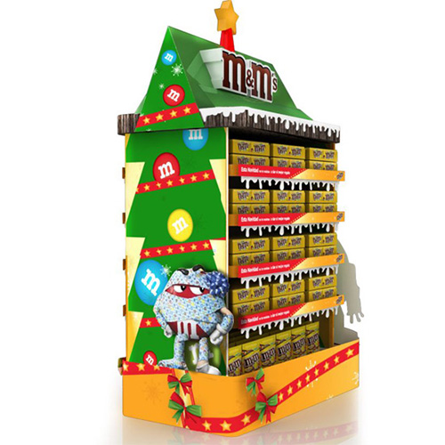 Promotional Christmas Tree Corrugated Cardboard Shelves Display Stand