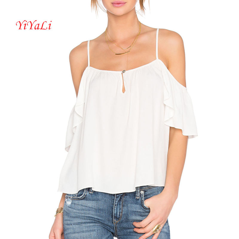 Shoulder Cut out White Stripe fashion Top