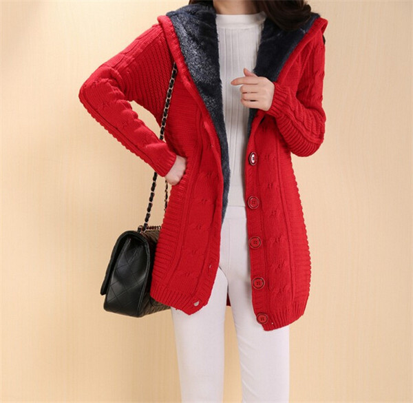 Latest Winter Warmer Knitted Women's Coat with Hood