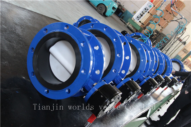 PTFE Disc Double Flanged Butterfly Valve with Ce ISO Approved