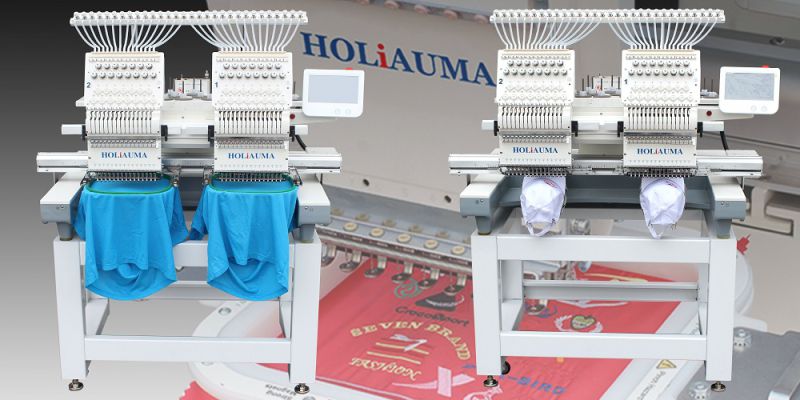 15 Colors 2 Head Cap and Tubular Embroidery Machine Price