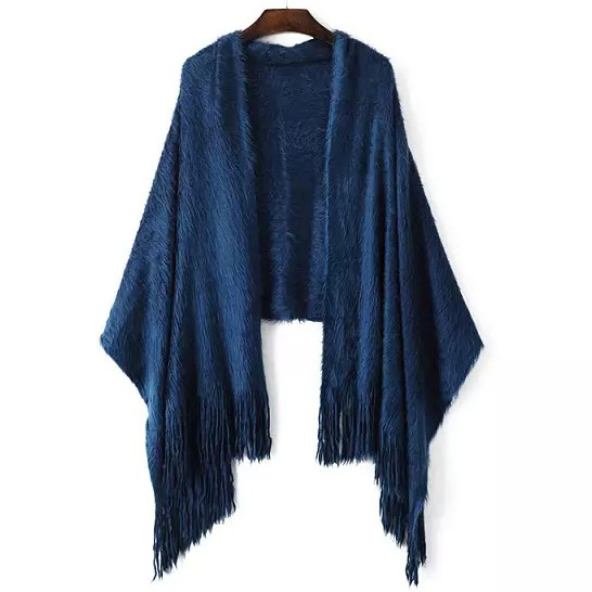 Womens Soft Long Hair Knitted Checked Stole Shawl Wraps Scarf (SP284)