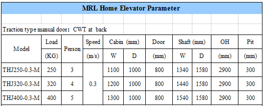 Ce Vvvf Mrl Home Elevator with Transparent Glass Cabin