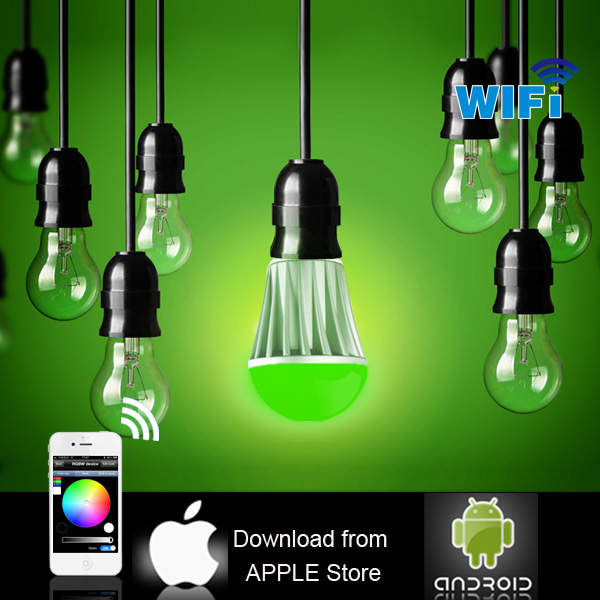 for iPhone Controlled E27 Wireless RGB/RGBW LED Bulb with WiFi Controller (SU-BULB-RGBW)