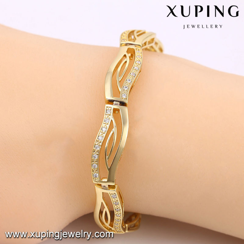 74468 Fashion Elegant 14k Gold-Plated CZ Diamond Imitation Jewelry Bracelet for Women