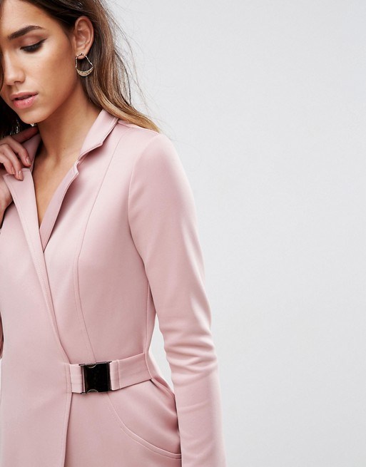 Premium Blazer Dress with Waist Buckle