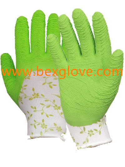 Flower Print Liner, Latex Work Glove