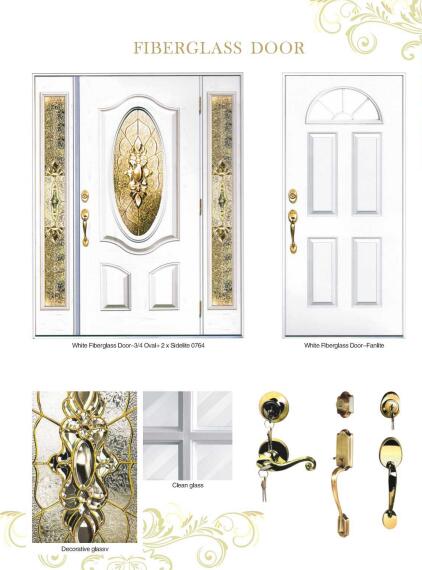 Double 2 Panel Small Oval Glass Fiberglass Insulated Exterior Entry Front Door