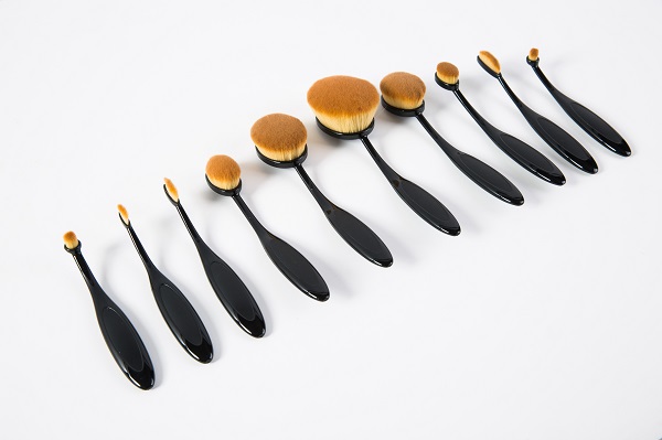 10PCS Oval Shape Black Tooth Cosmetic Makeup Brush