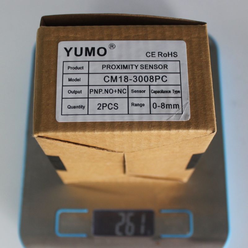 Yumo Cm18-3008PC Plastic Detection Distance 0-8mm Adjustable PNP. No+Nc Capacitive Proximity Switch