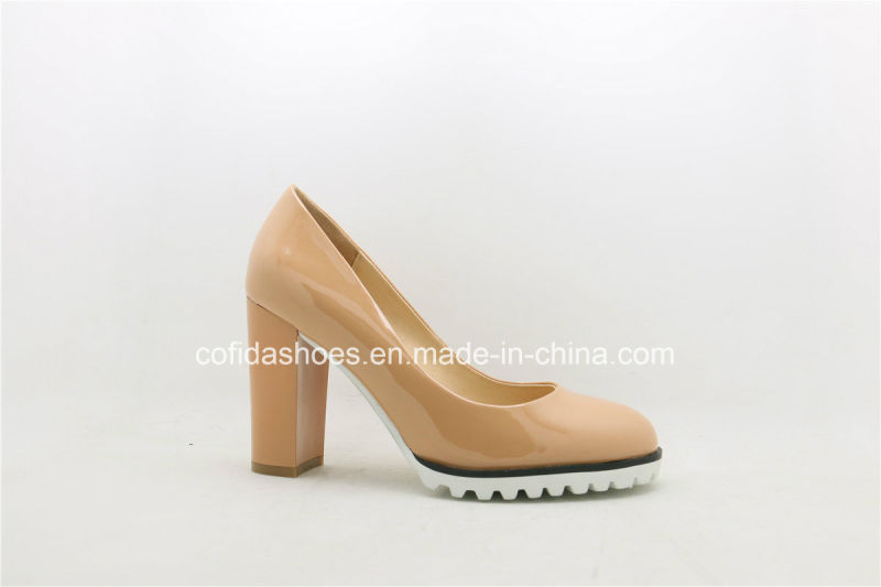 Latest Comfort Chunky High Heels Women Court Shoe