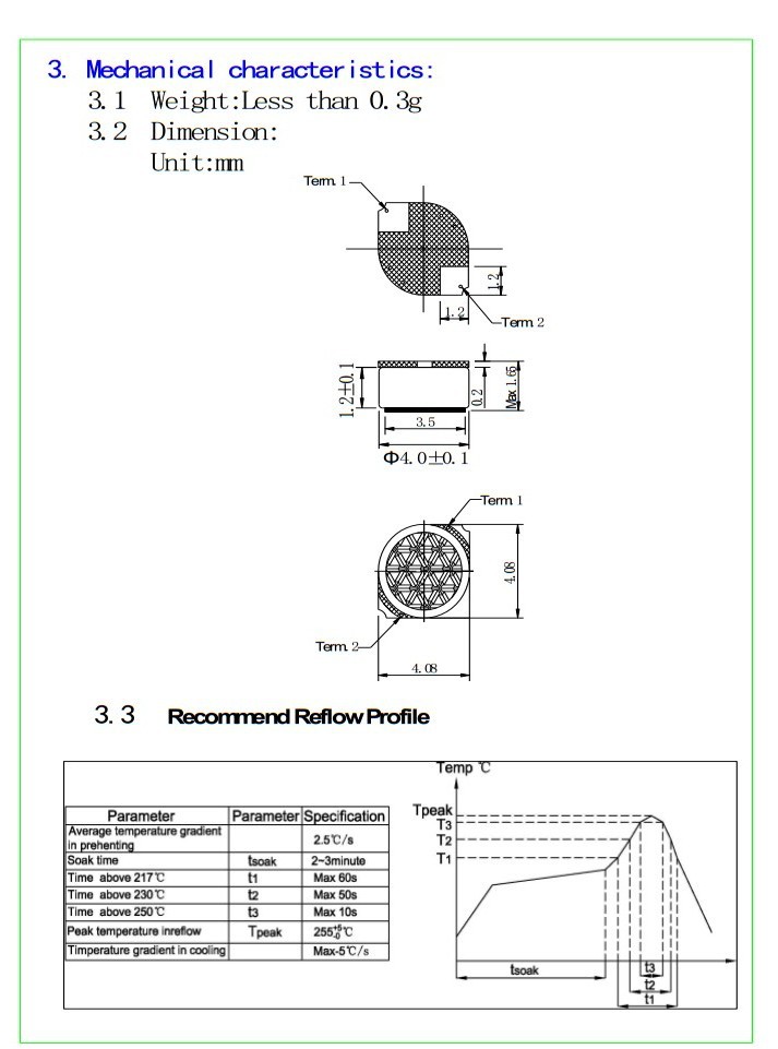 4mm Back Electret Condenser Microphone