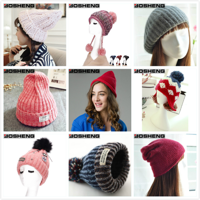 Women's Knit Winter Free POM Beanies Crochet Fashion Hat with POM Balls