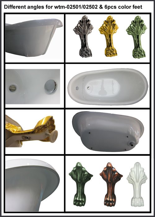 Wtm-02506 Acrylic Clawfoot Bathtub Classical Bathtubs