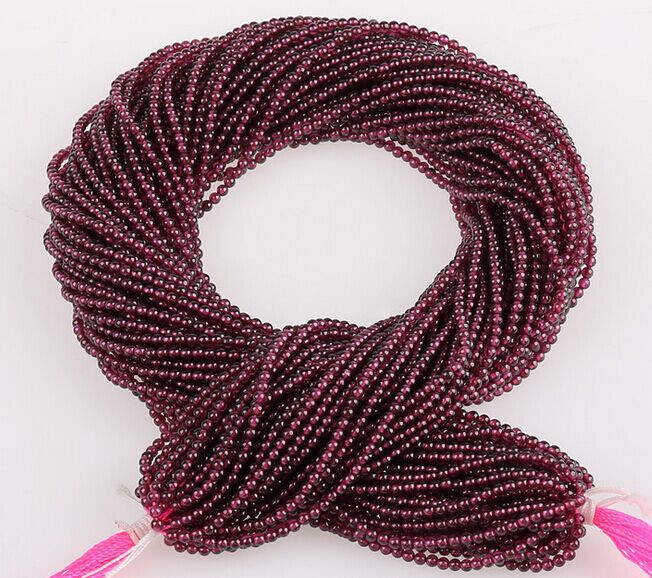 Wholesale Gemstone Loose Strands Small Size 2mm 3mm Natural Garnet Stone