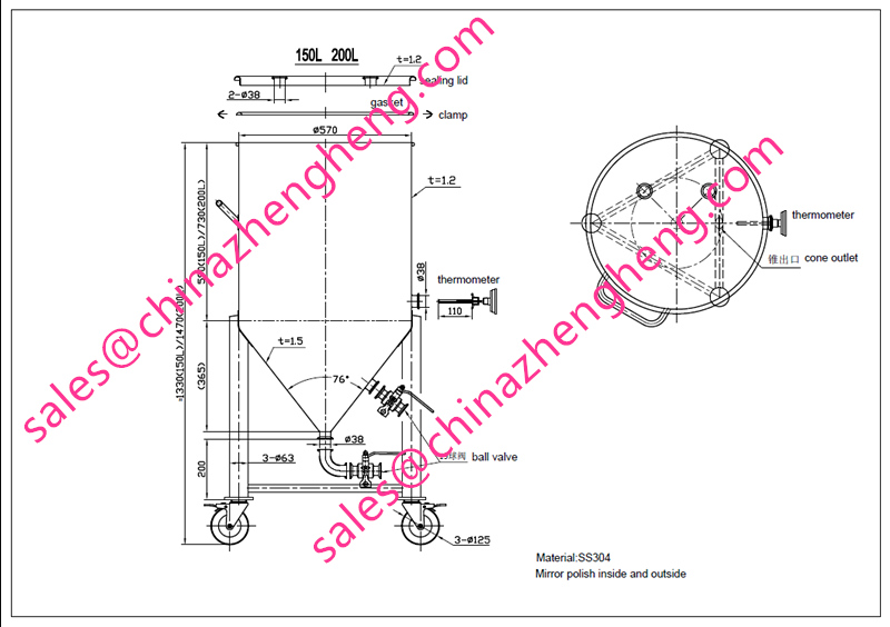 55gallon Stainless Steel Conical Fermenter