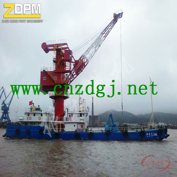 Floating Crane Working with Grab for Handling Bulk Materials