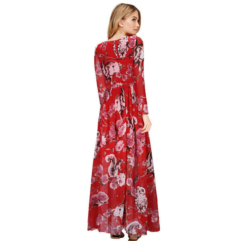 European Women's Summer Sexy Printed Maxi Dress