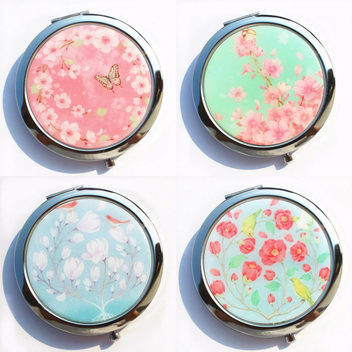 Wedding Favor Custom Epoxy Sticker Make up Compact Mirror