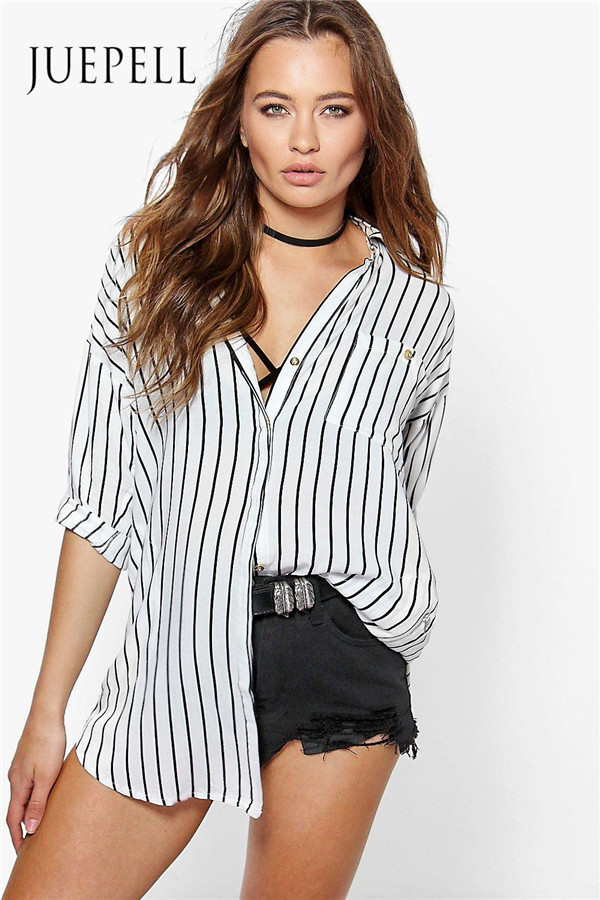 Striped Oversize Shirt Women Blouse