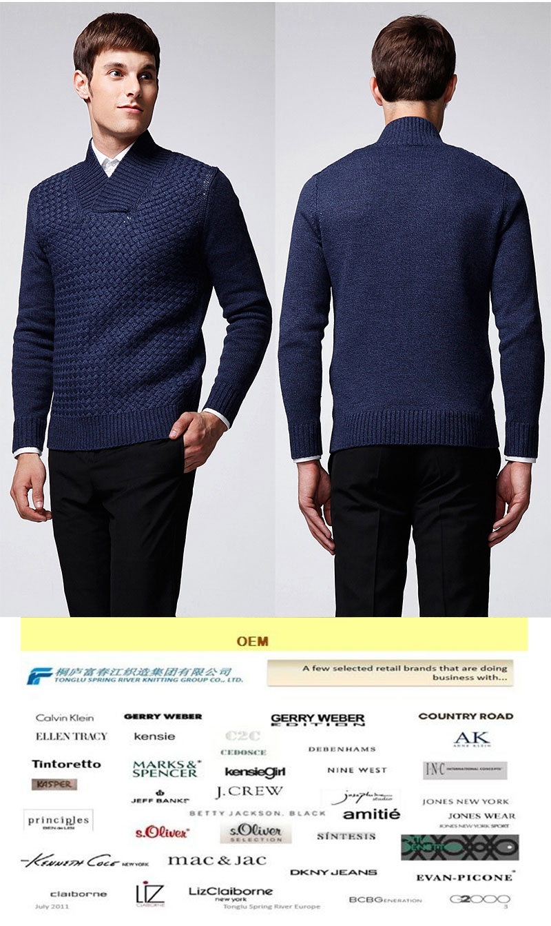 ODM Pure Colour Shawl Collar Pullover Man Sweater