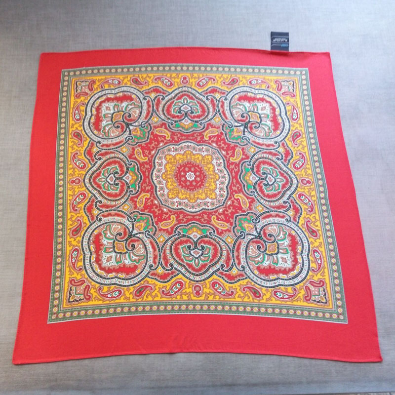 Cotton Printed Red Scarves Small Squares Scarf