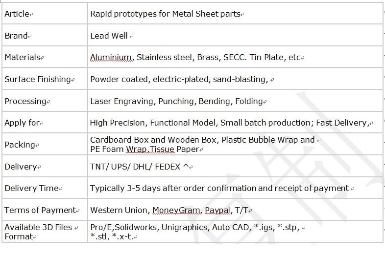 High Quality Punching Bending Sheet Metal Prototype (LW-03001)