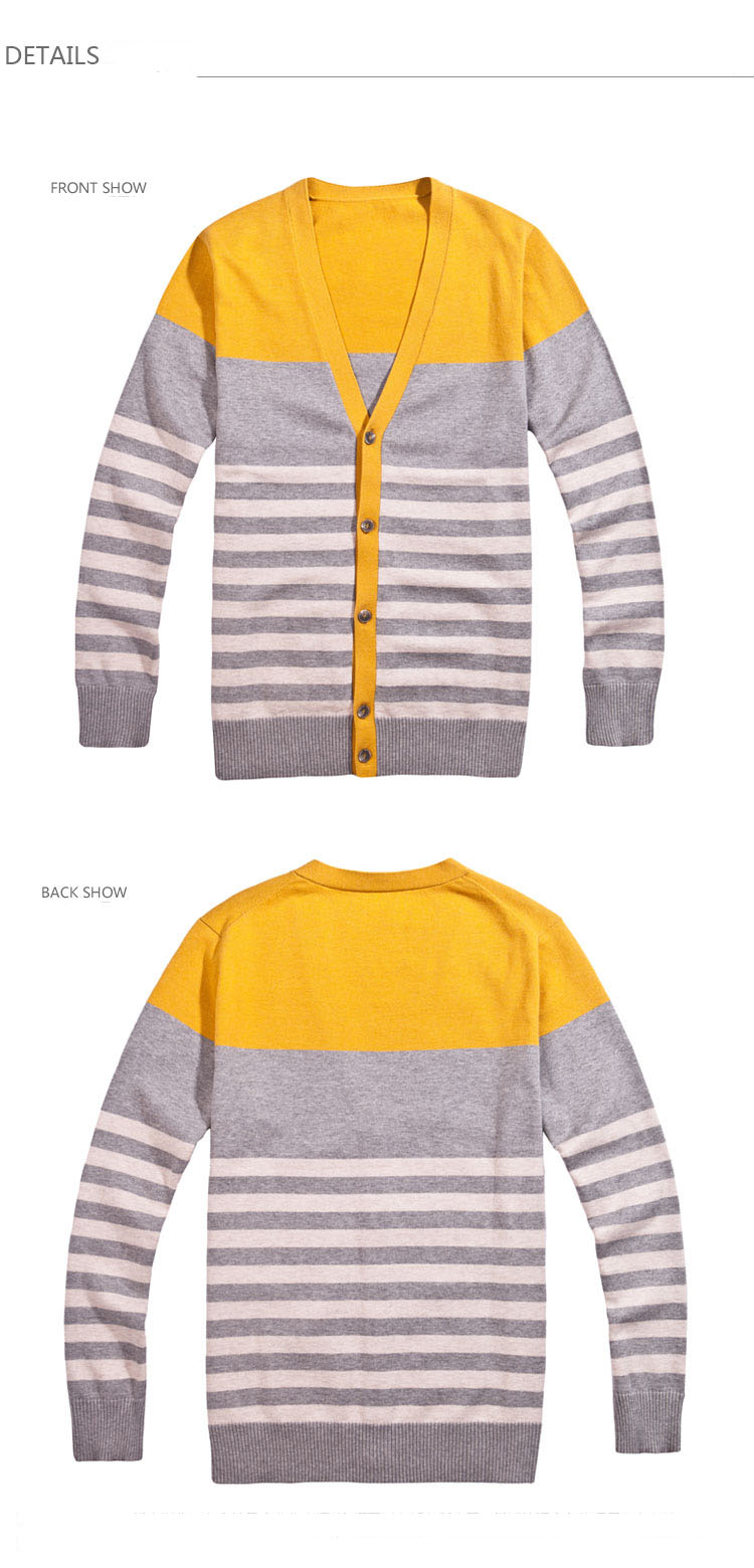 Independent Design V Neck Striped Sweater Cardigan