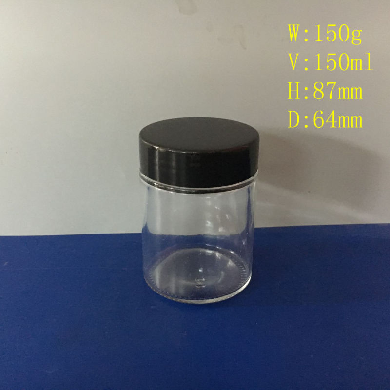 Straight Sided Glass Jar 150ml with Black Cap