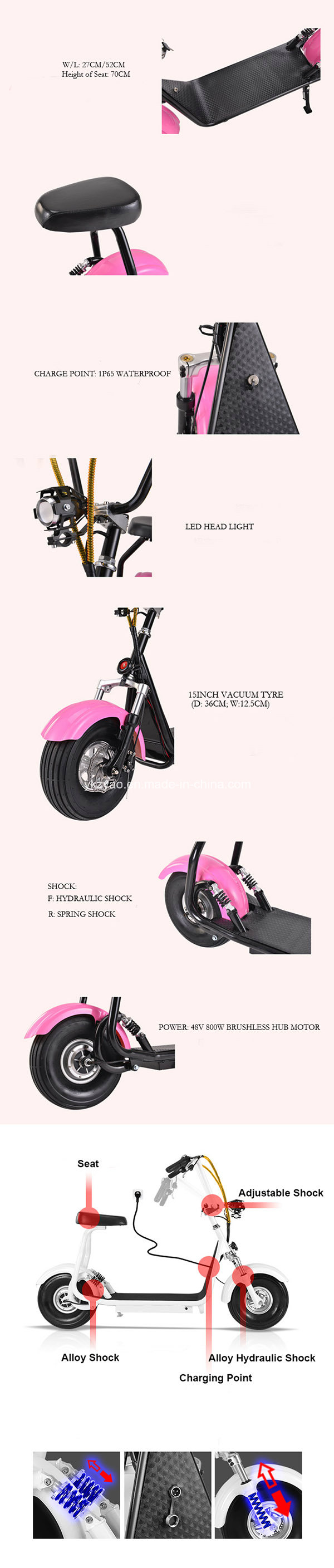 City Mobility Citycoco 800W Brushless Adult Mini Electric Scooter 2 Wheels Electric Motorcycle