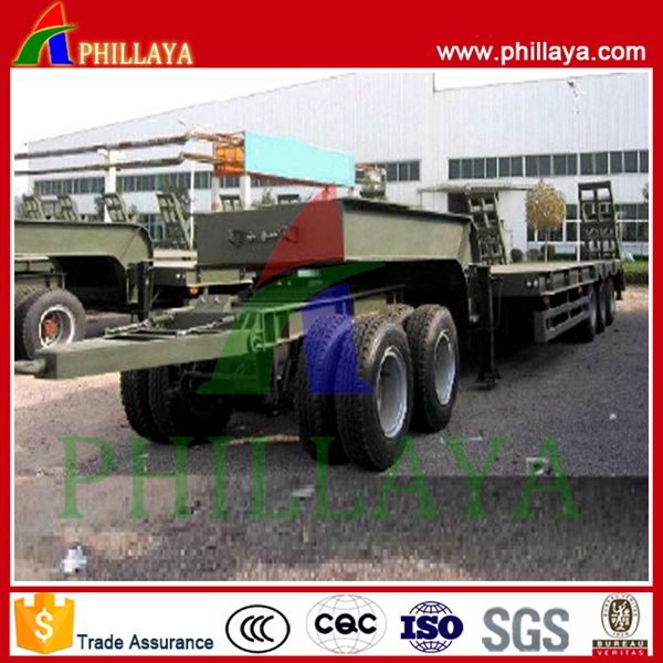 Heavy Duty Lowbed Wheeled Machince Transporter Trailer