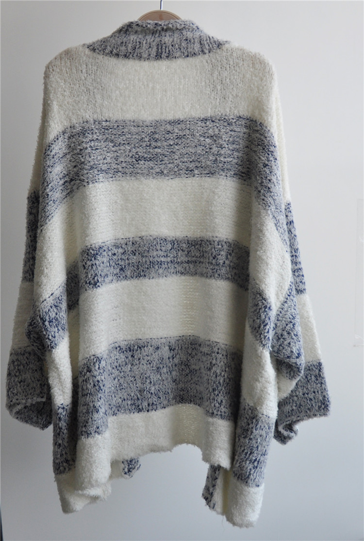 Cotton Acrylic Ladies Sweater Striped Cardigan