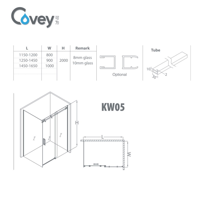 Bathroom Shower Cabin with Big Stainless Steel Roller Wheels (AKW05)