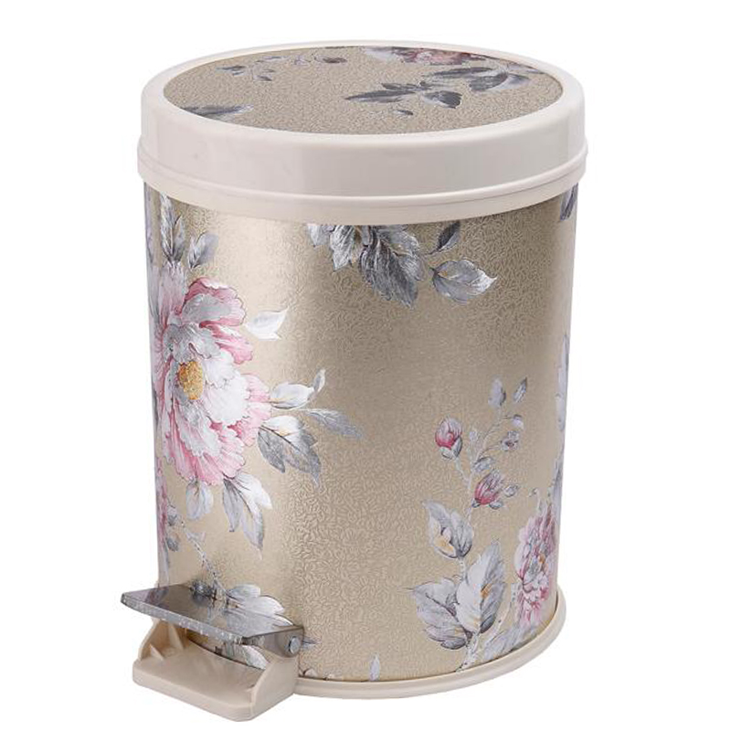 Fashion Design Leather Covered Foot Pedal Waste Bin