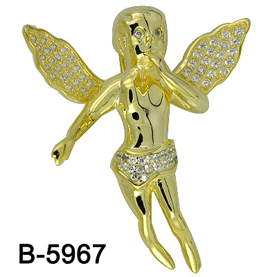 925 Sterling Silver Micro Setting Angel Pendant