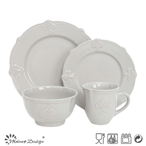 Classic Item 16PCS Embossed Grey Color Dinner Set