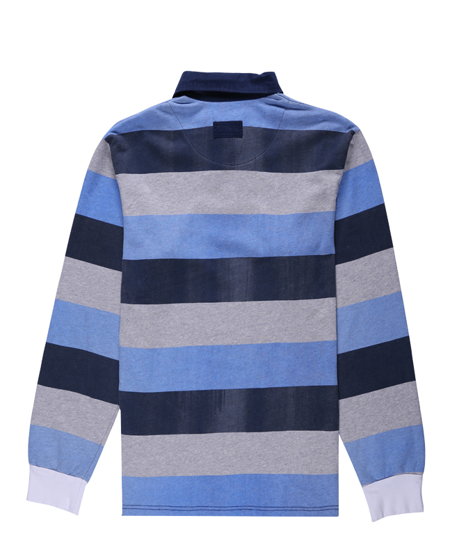 Long Sleeves Stripe Yarn Dyed Polo Shirt