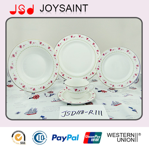 Hot Selling White Porcelain with Simple Decal Salad Plate