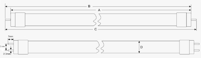 23W 1.5m 1449mm LED T8 Tube with T5 Caps